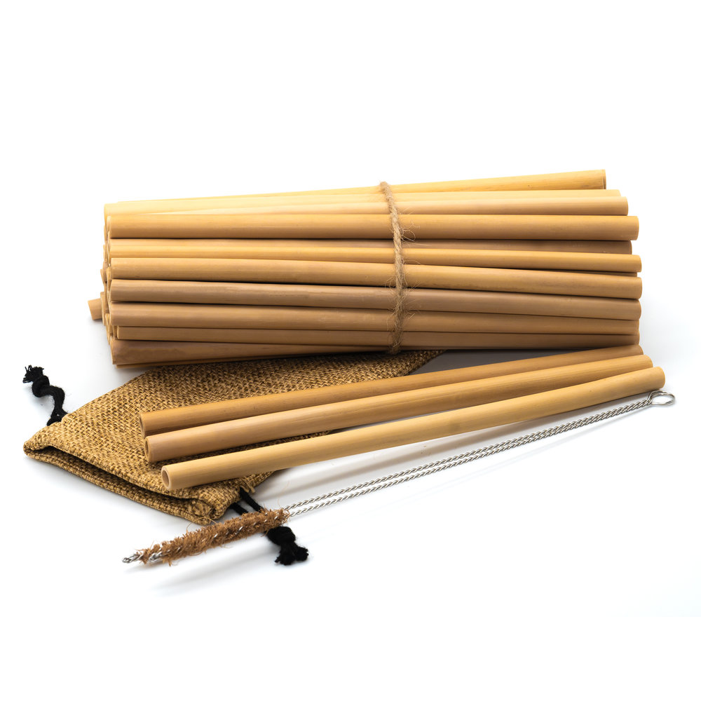 Bamboo Straws with Cleaning Brush