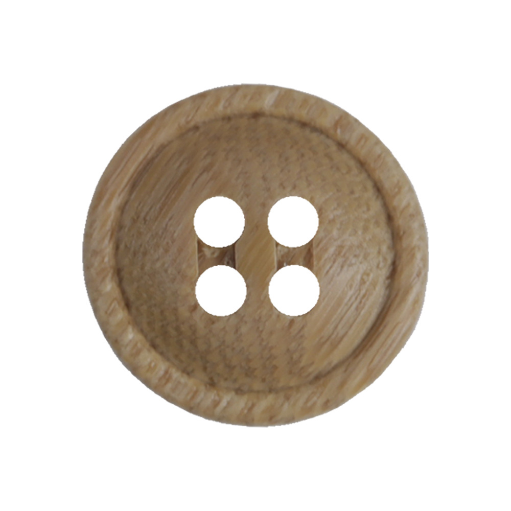 Bamboo Buttons 4 Holes Round Wood Button for Garment Sewing